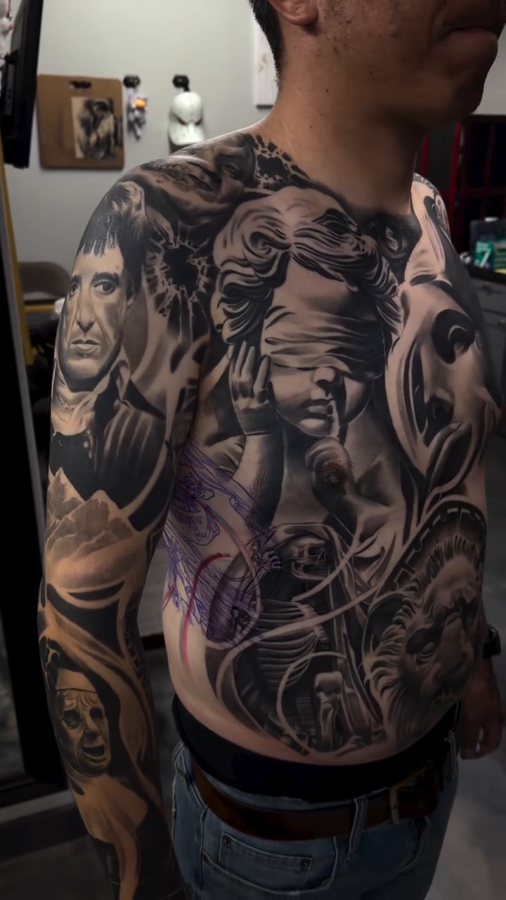 Tattoo by @angel_damiangg β realism, black_and_grey