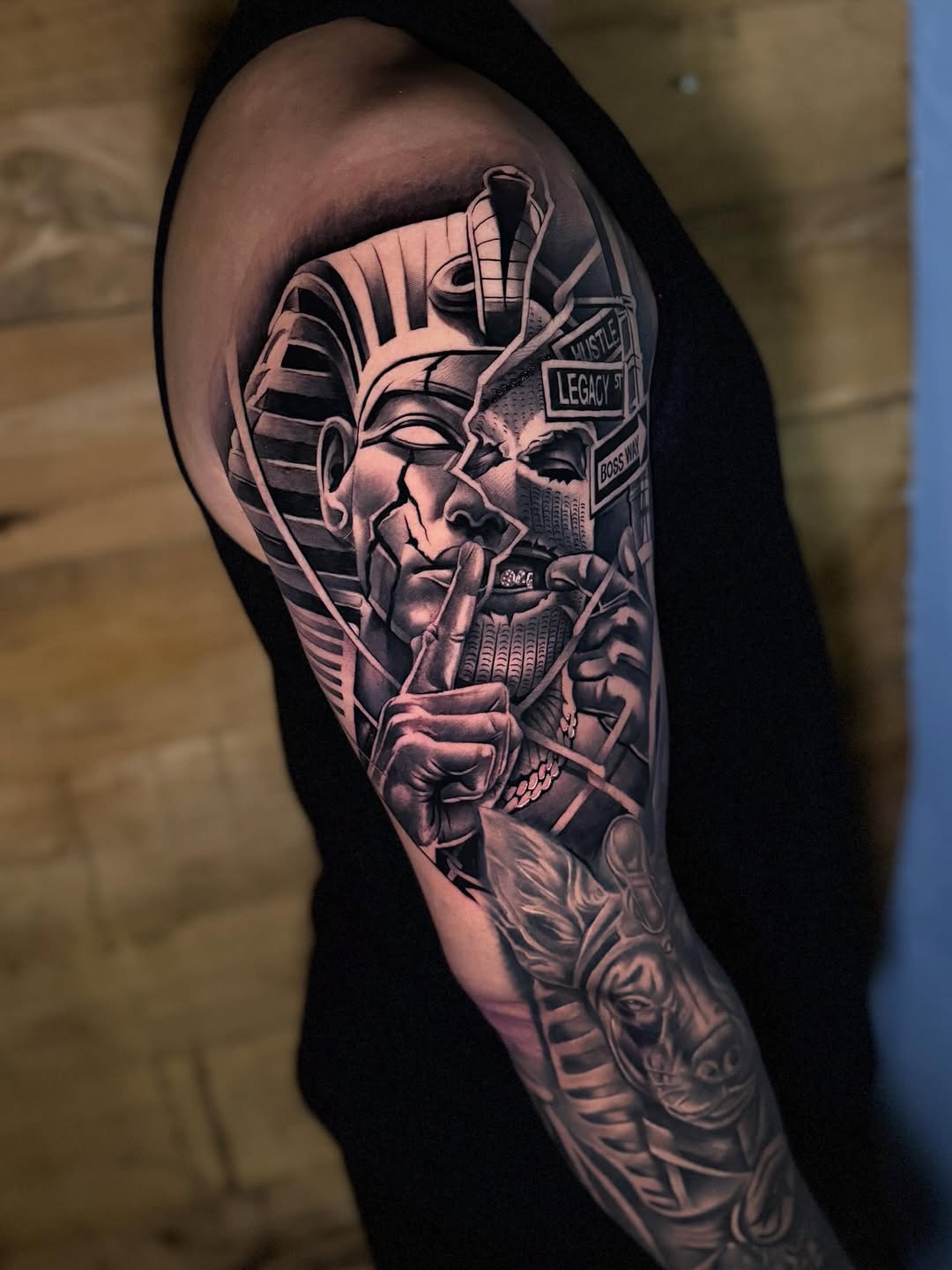 Tattoo by @milesjtattoos — black_and_grey, realism