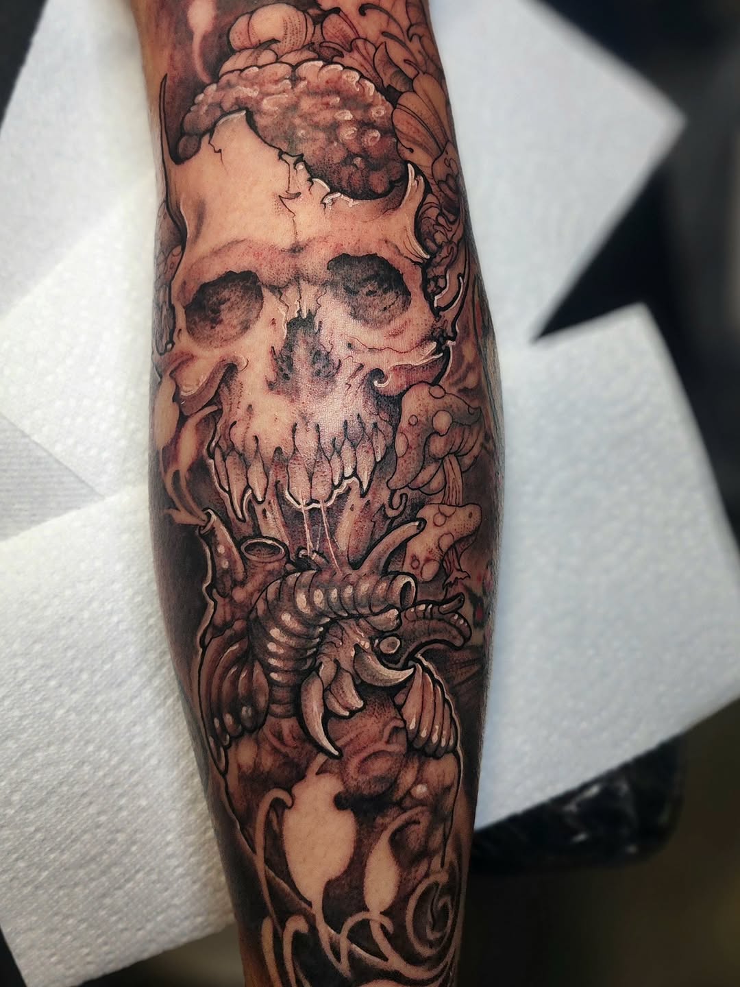Tattoo by @401tattoo — dark_realism, black_and_grey