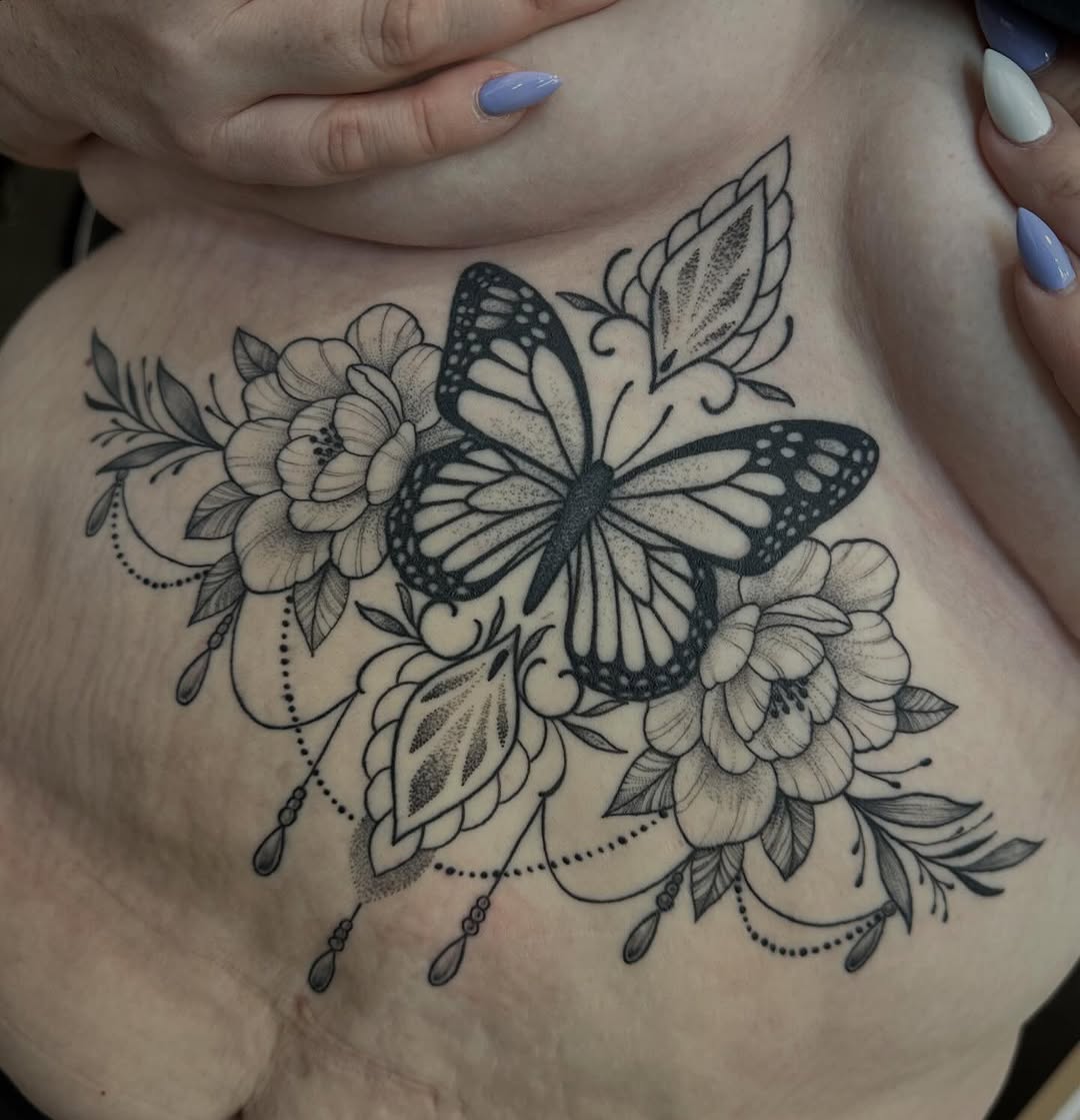 Tattoo by @inkedbysavanna — black_and_grey, dotwork