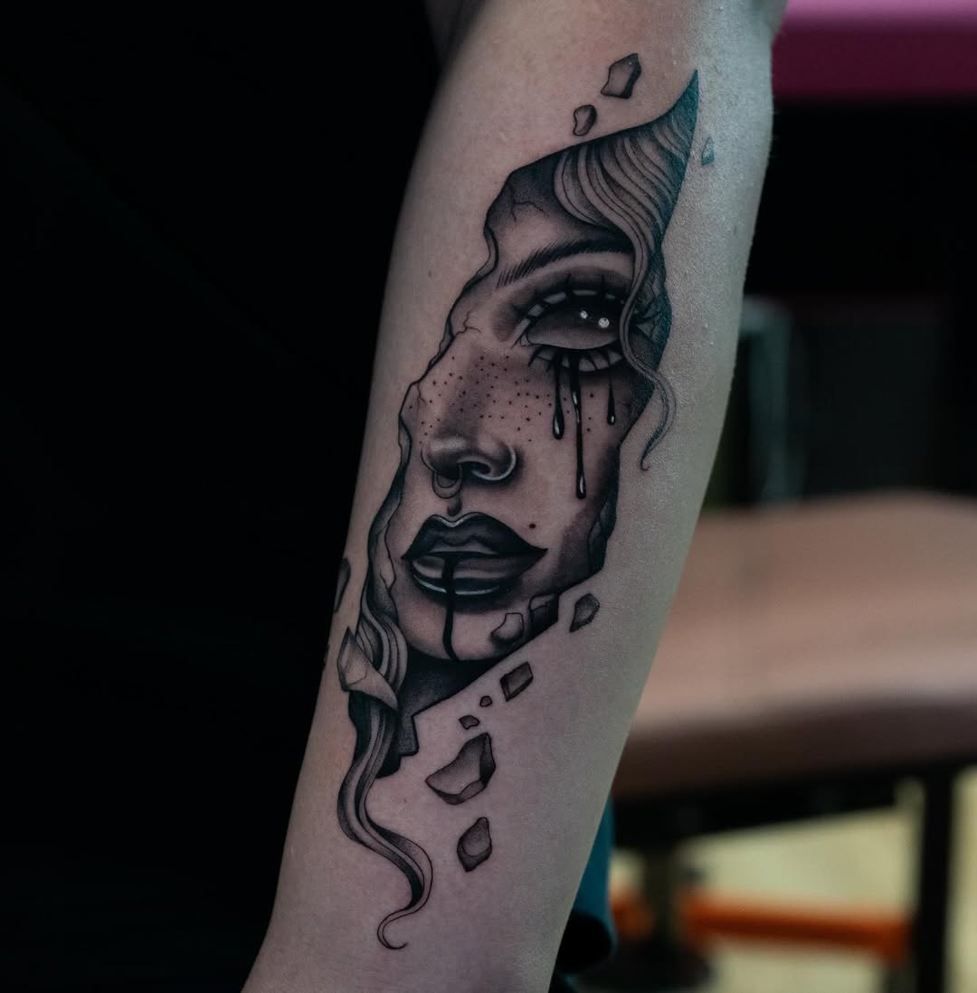 Tattoo by @tats.angel β black_and_grey, illustrative