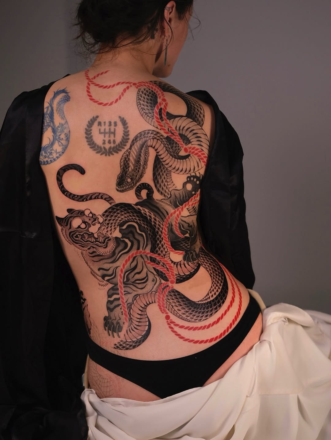 Tattoo by @bayun.tattoos โ japanese_irezumi, black_and_grey