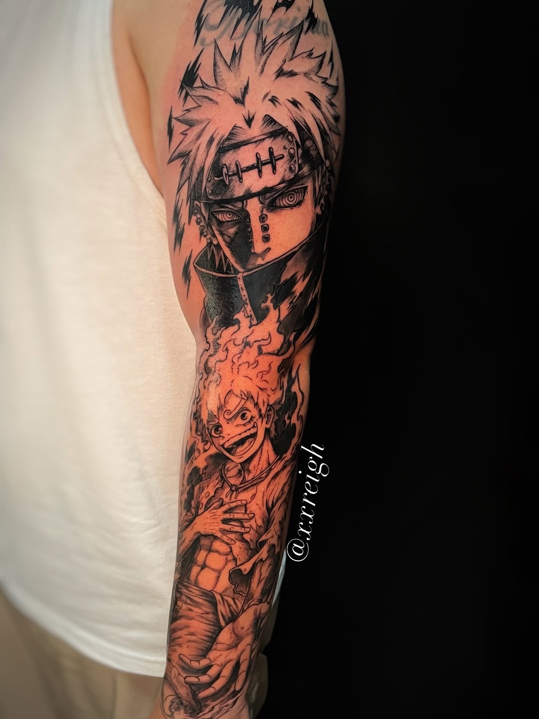 Tattoo by @xxreigh β anime, black_and_grey