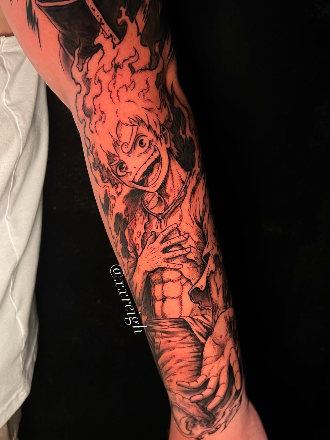 Tattoo by @xxreigh β anime, black_and_grey