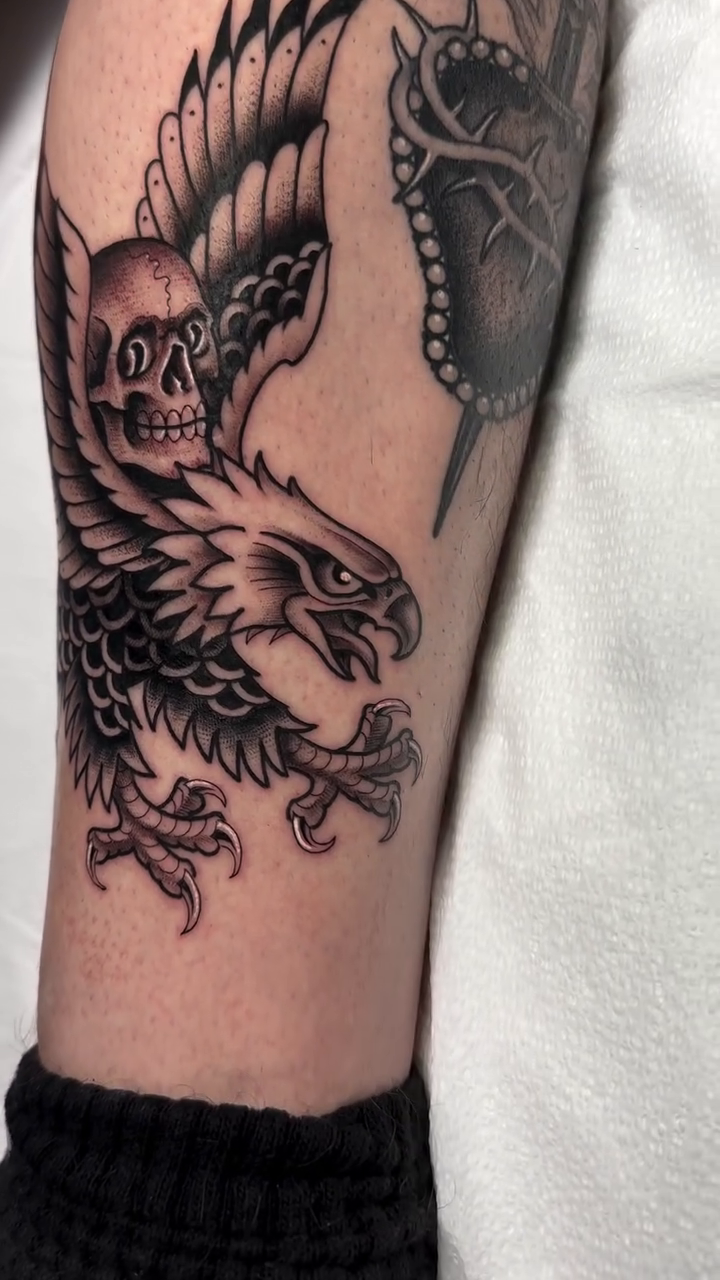 Tattoo by @patwhiting143 — american_traditional, black_and_grey