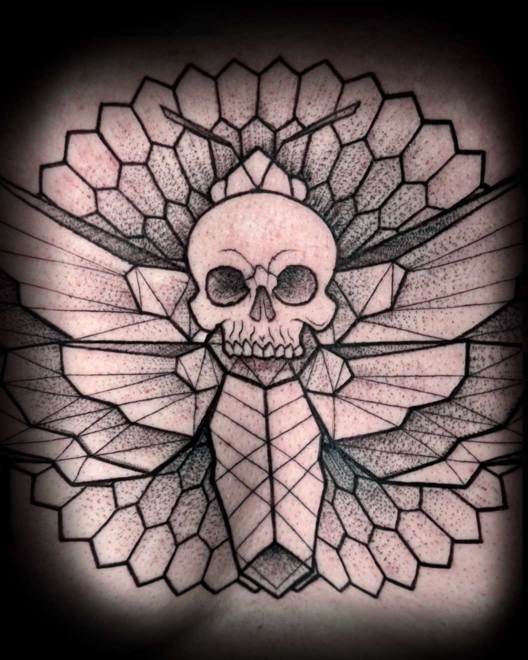 Tattoo by @karrissastitttattoos — geometric, dotwork