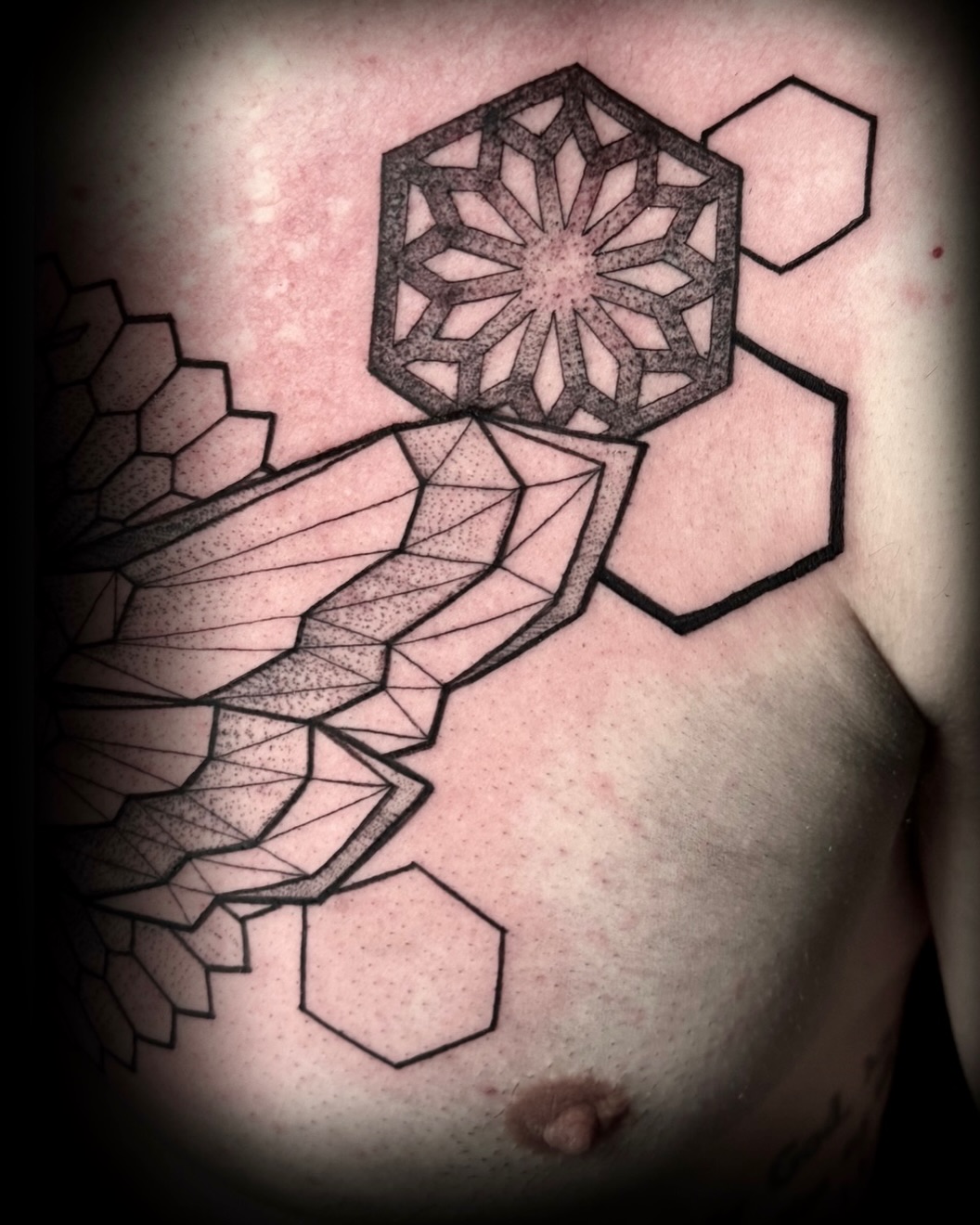 Tattoo by @karrissastitttattoos — geometric, dotwork