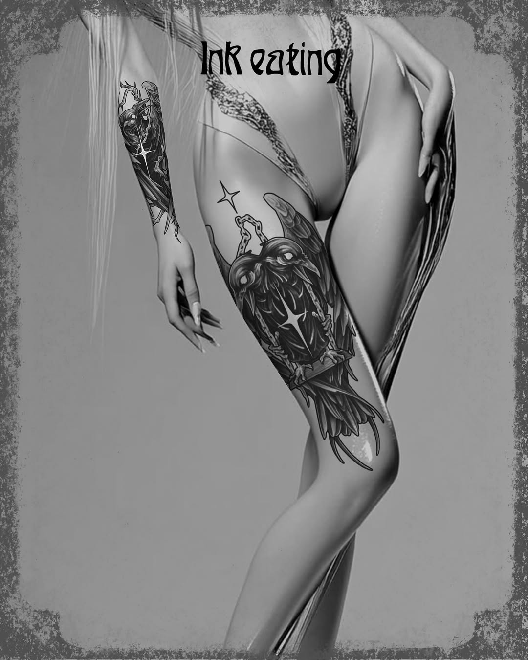 Tattoo by @ink_eating — black_and_grey, dark_realism