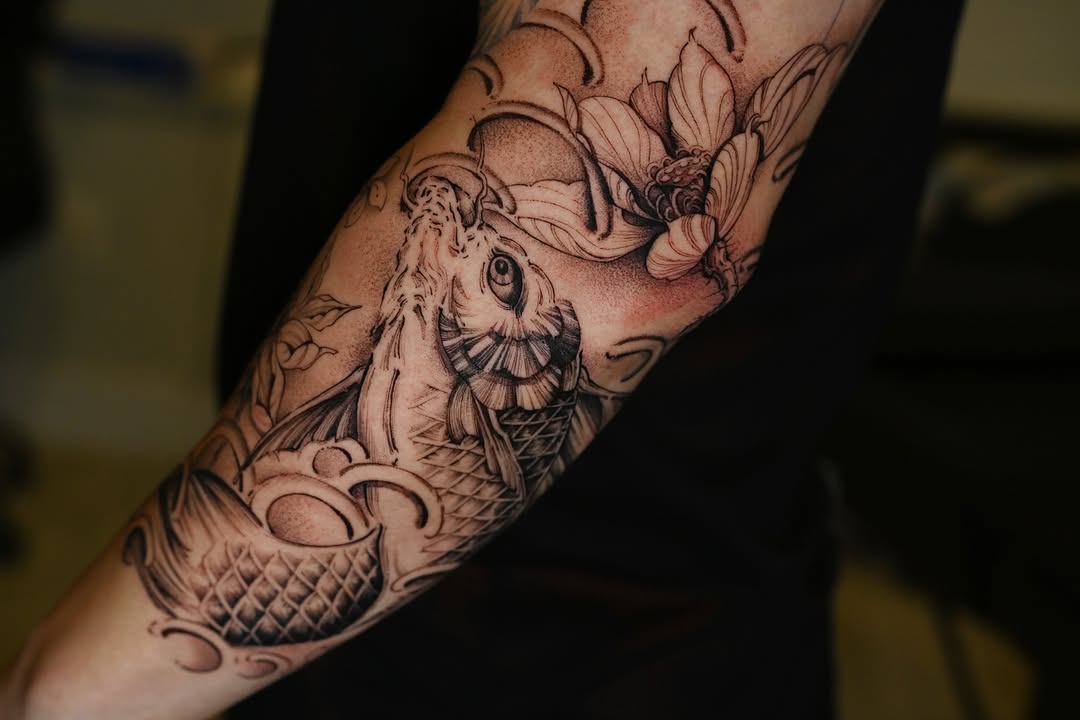 Tattoo by @evian_tat โ japanese_irezumi, black_and_grey