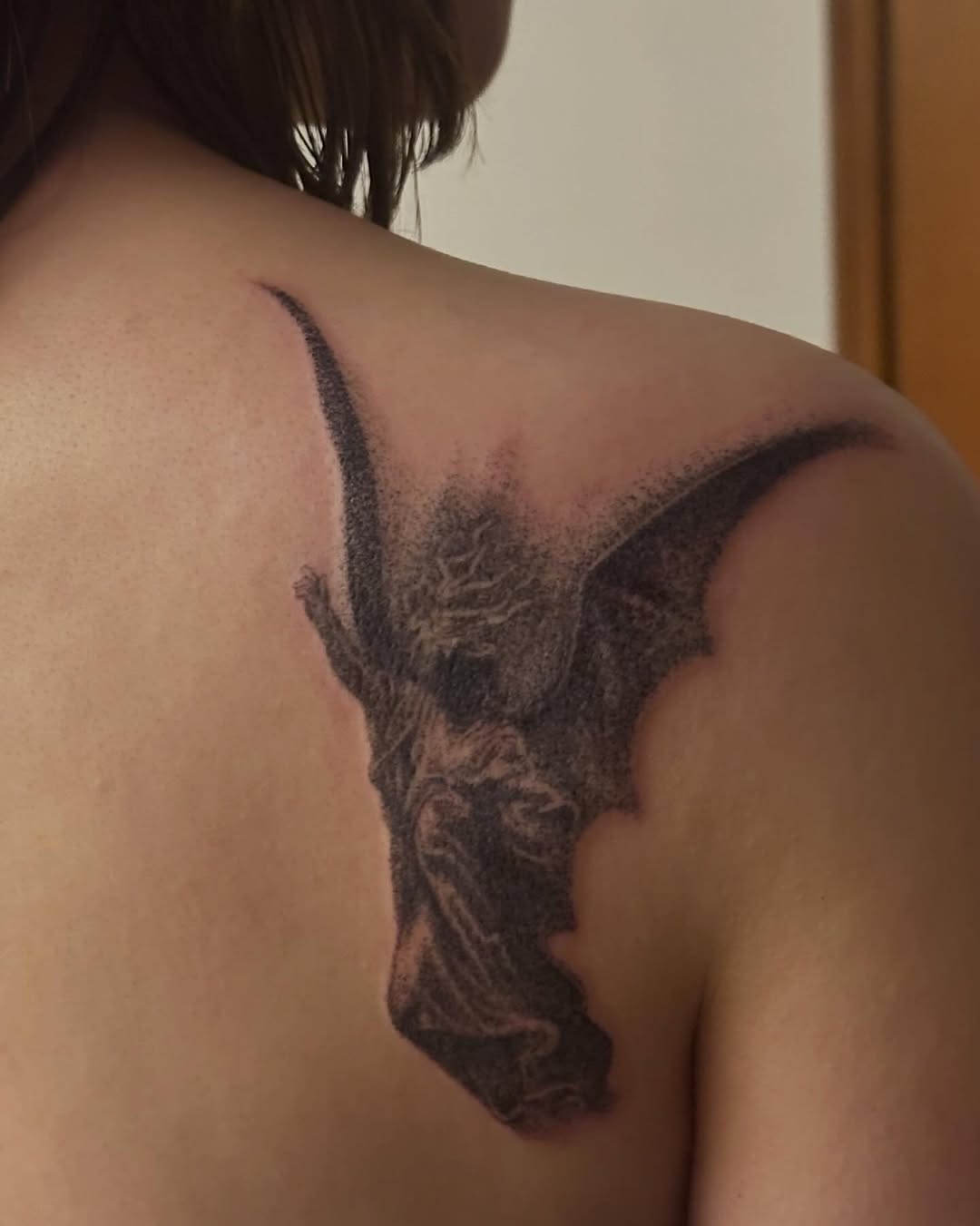 Tattoo by @gregory.bramble — realism, dotwork