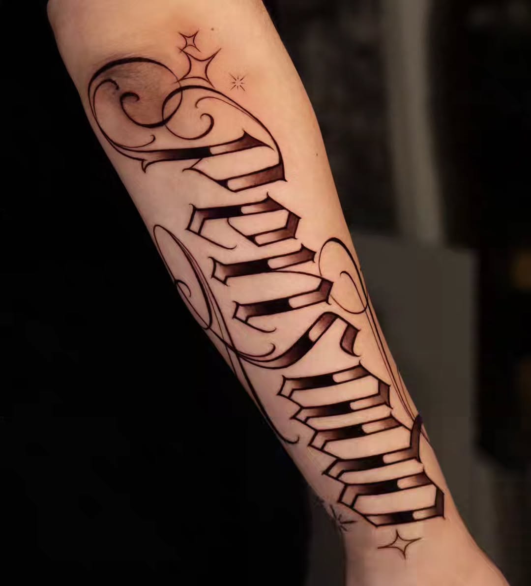 Tattoo by @tattoos_by_bago — lettering_script, chicano