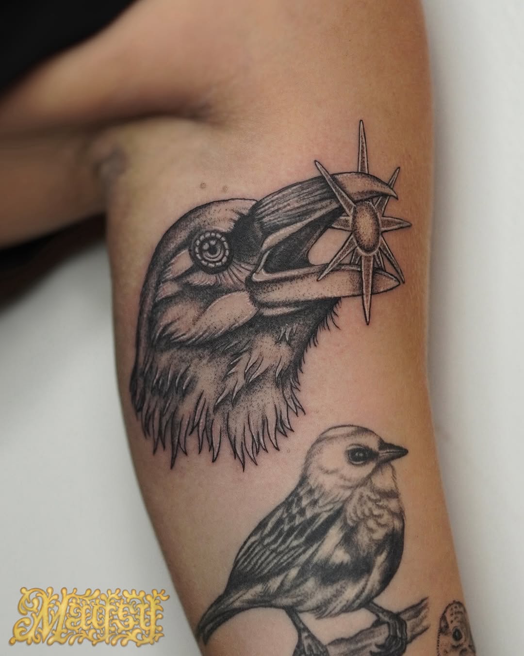 Tattoo by @artofmagsy — black_and_grey, realism