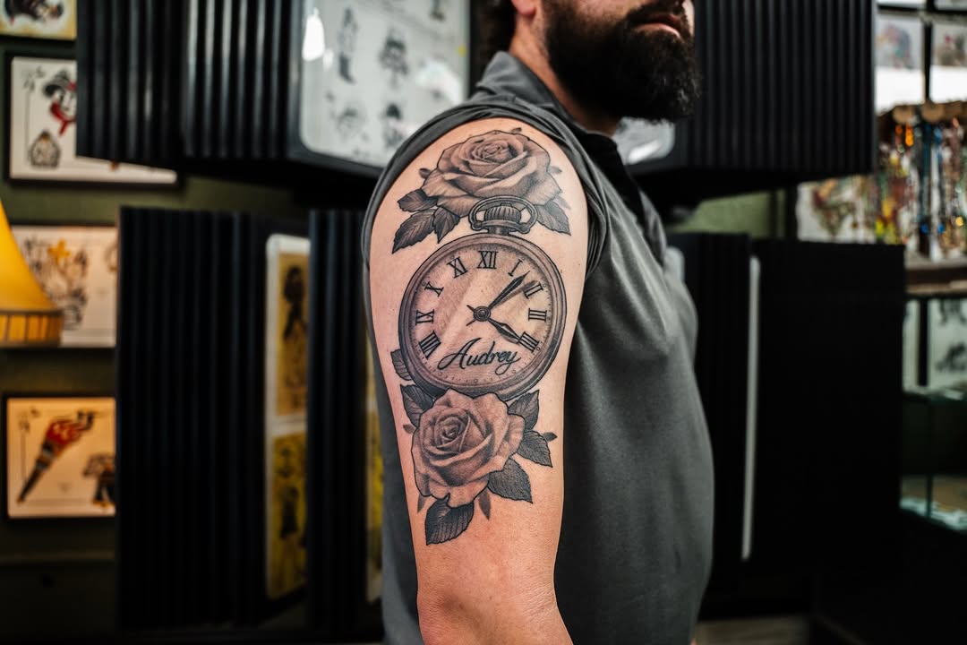 Tattoo by @dorroughtattooer — realism, black_and_grey