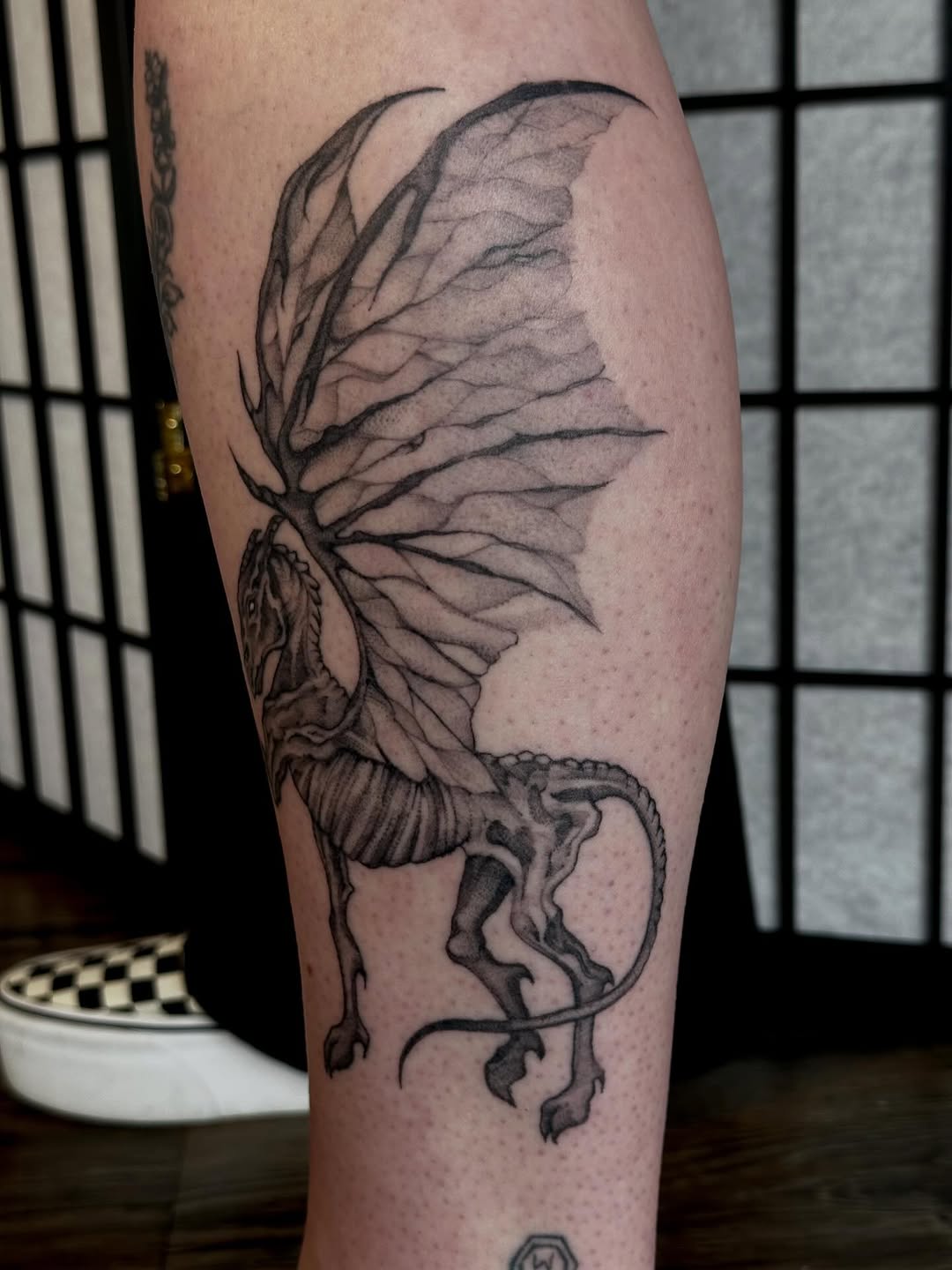 Tattoo by @chronicloving — black_and_grey
