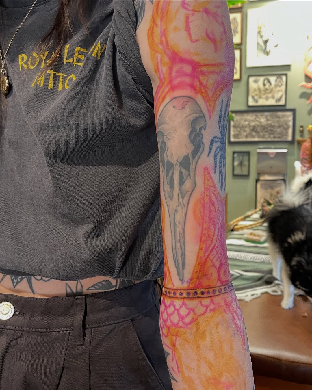 Tattoo by @chasetuckertattoo — black_and_grey, trash_polka