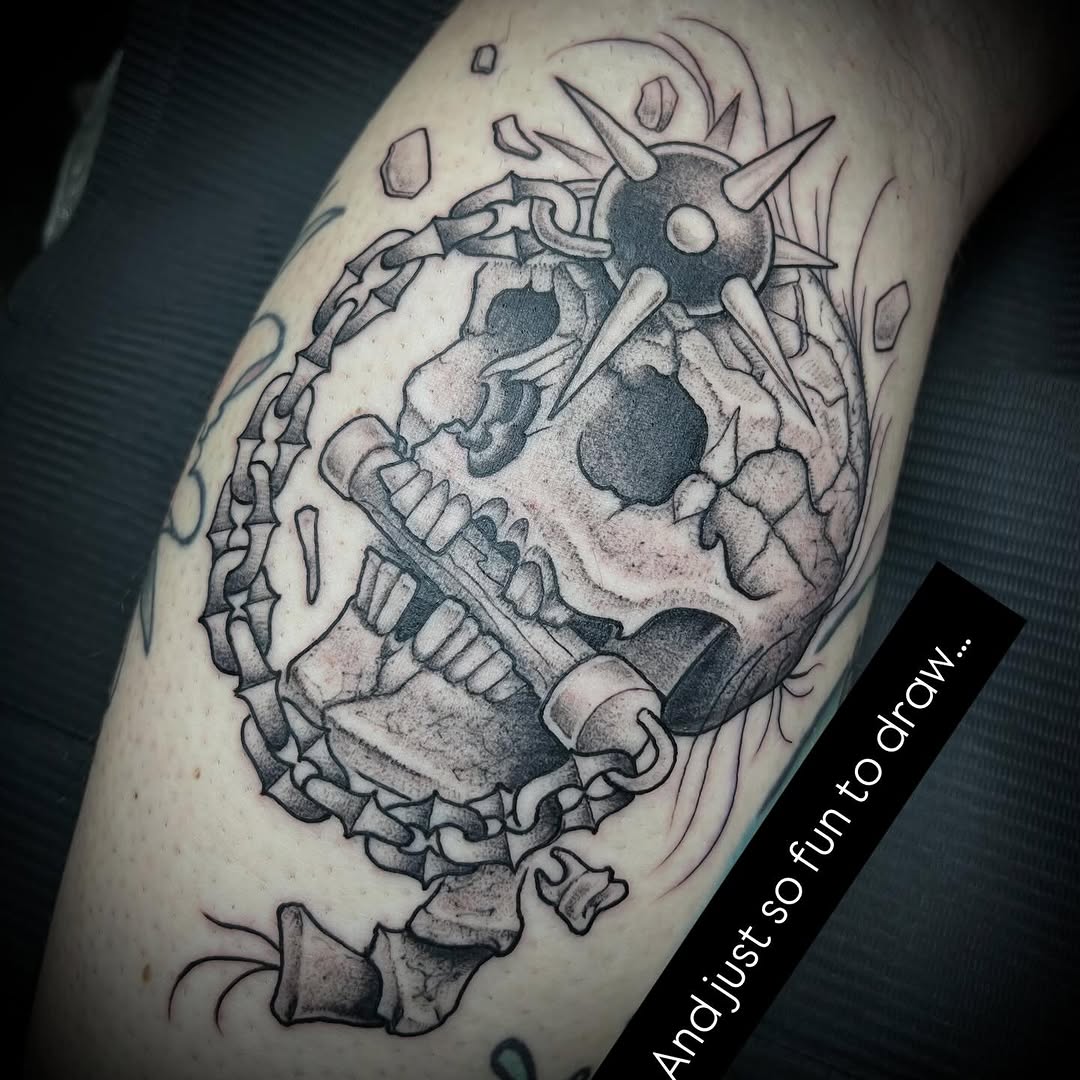 Tattoo by @velesara_tattoo — black_and_grey, dark_realism