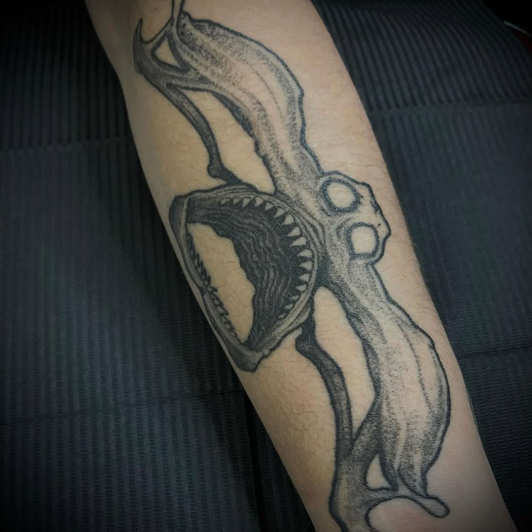 Tattoo by @velesara_tattoo — black_and_grey, dark_realism