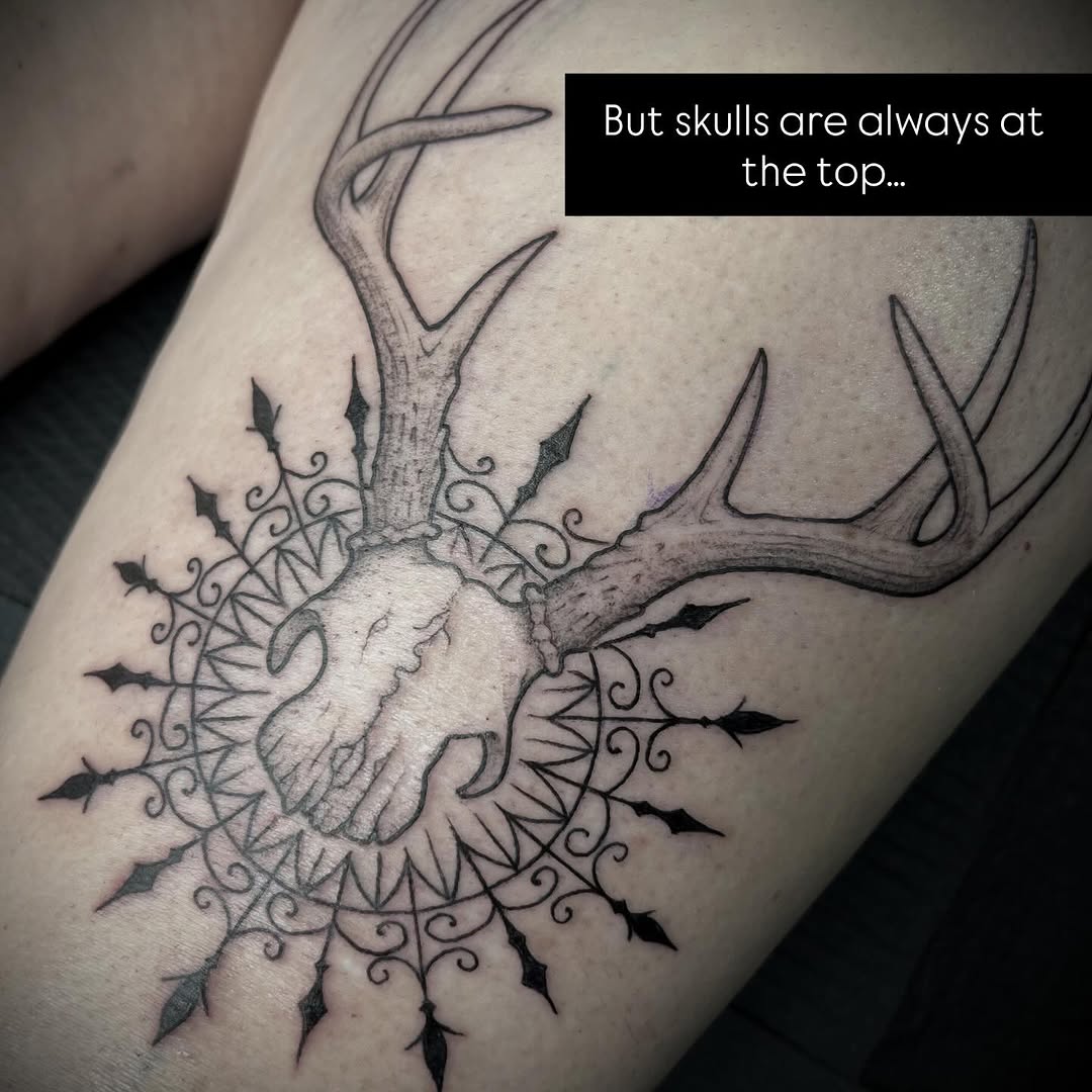 Tattoo by @velesara_tattoo — black_and_grey, ornamental