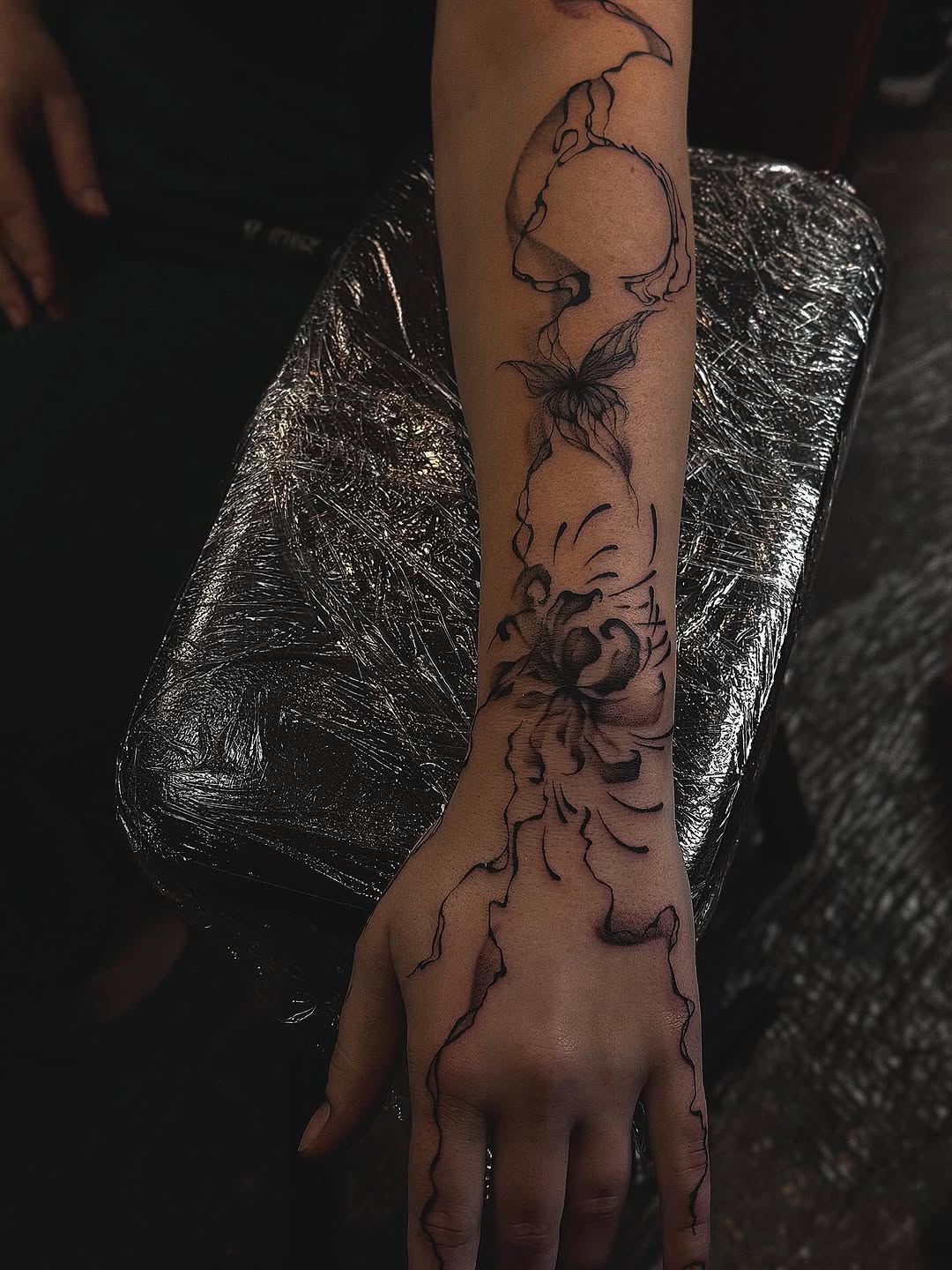 Tattoo by @brknsocialclub — fine_line, black_and_grey