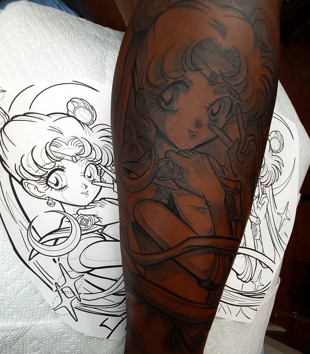 Tattoo by @m.truthtattoos — anime, black_and_grey
