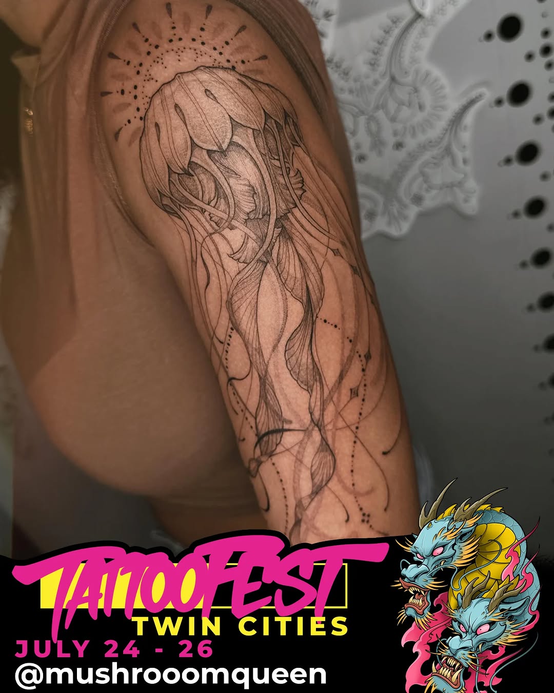 Tattoo by @mushrooomqueen β fine_line, dotwork