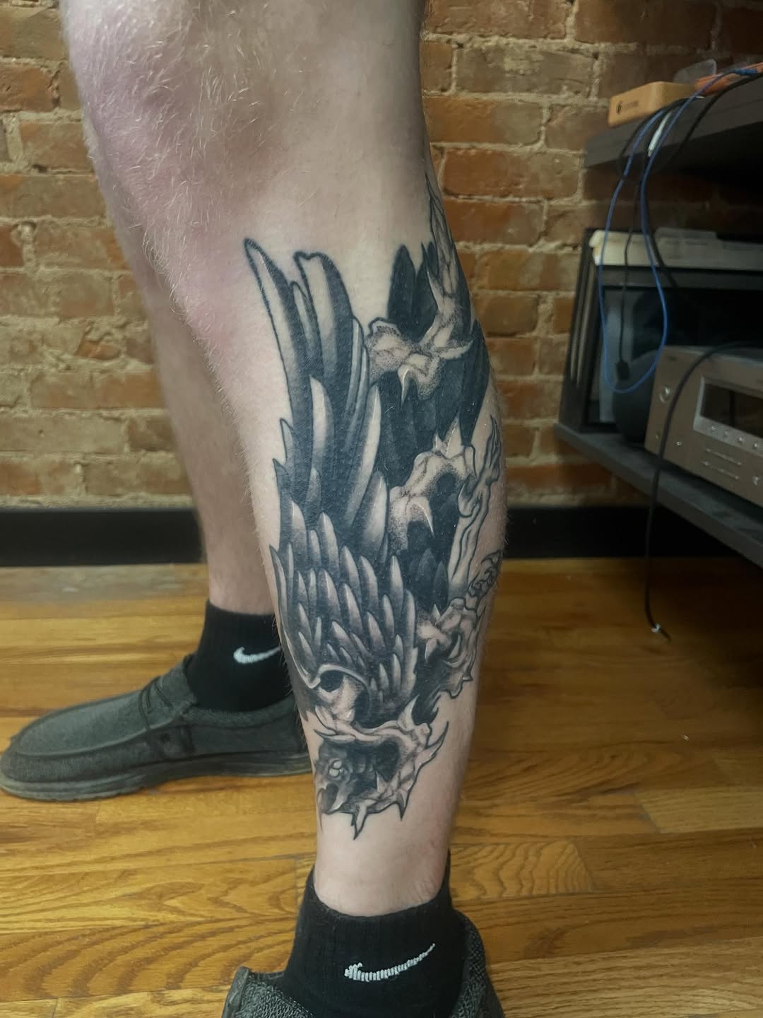 Tattoo by @auzzy.inkpirate — blackwork, dark_realism