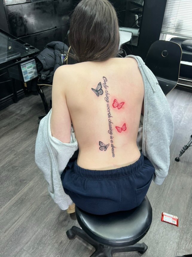 Tattoo by @allthings_comix โ fine_line, lettering_script