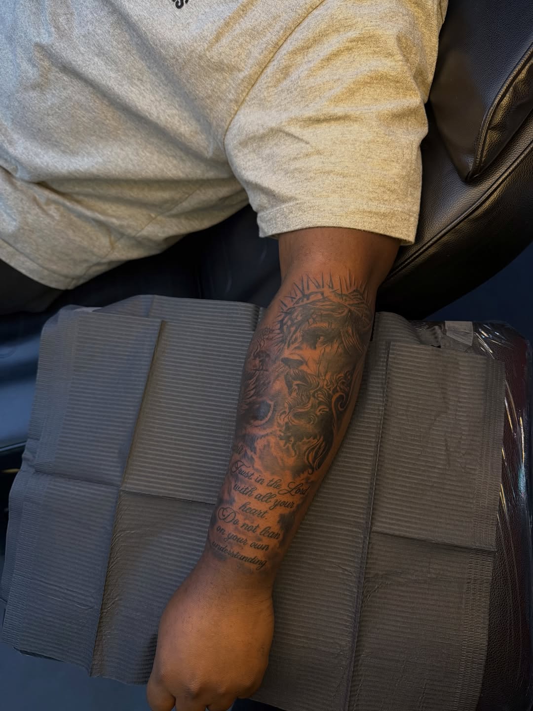 Tattoo by @inkwjuju — realism, lettering_script