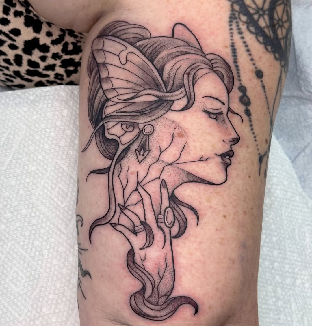 Tattoo by @tattoosbyhaas — illustrative, black_and_grey