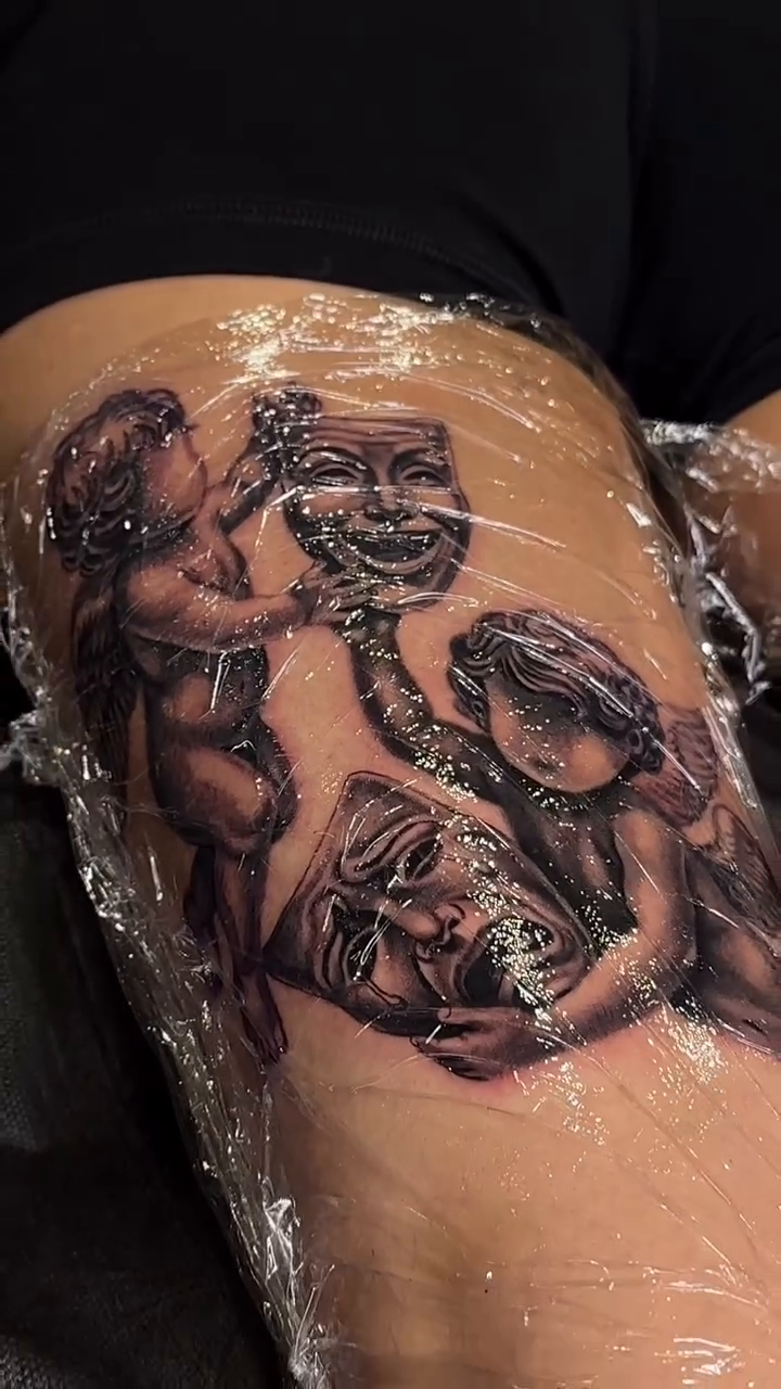 Tattoo by @mkv.ink — black_and_grey, illustrative