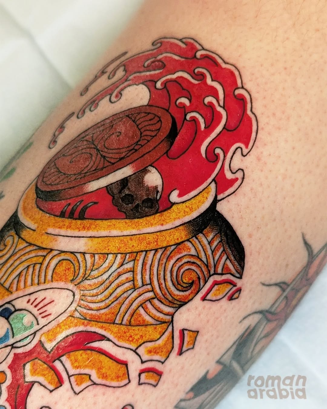 Tattoo by @roman.arabia.ink โ japanese_irezumi, black_and_grey