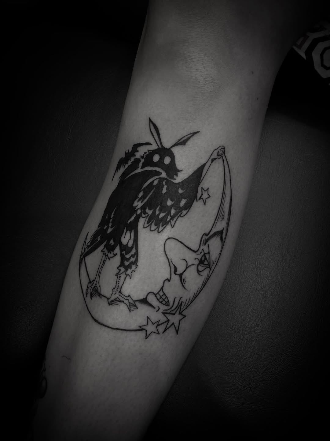 Tattoo by @joekhay — illustrative, blackwork
