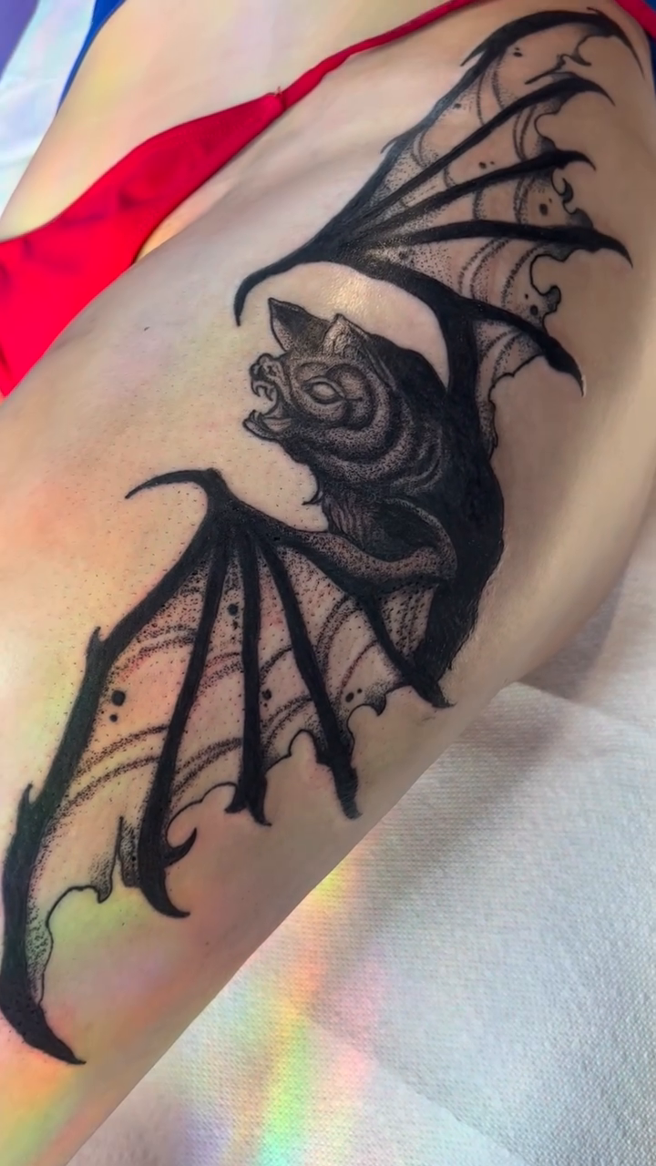 Tattoo by @leahelisabethtattoos — blackwork, illustrative