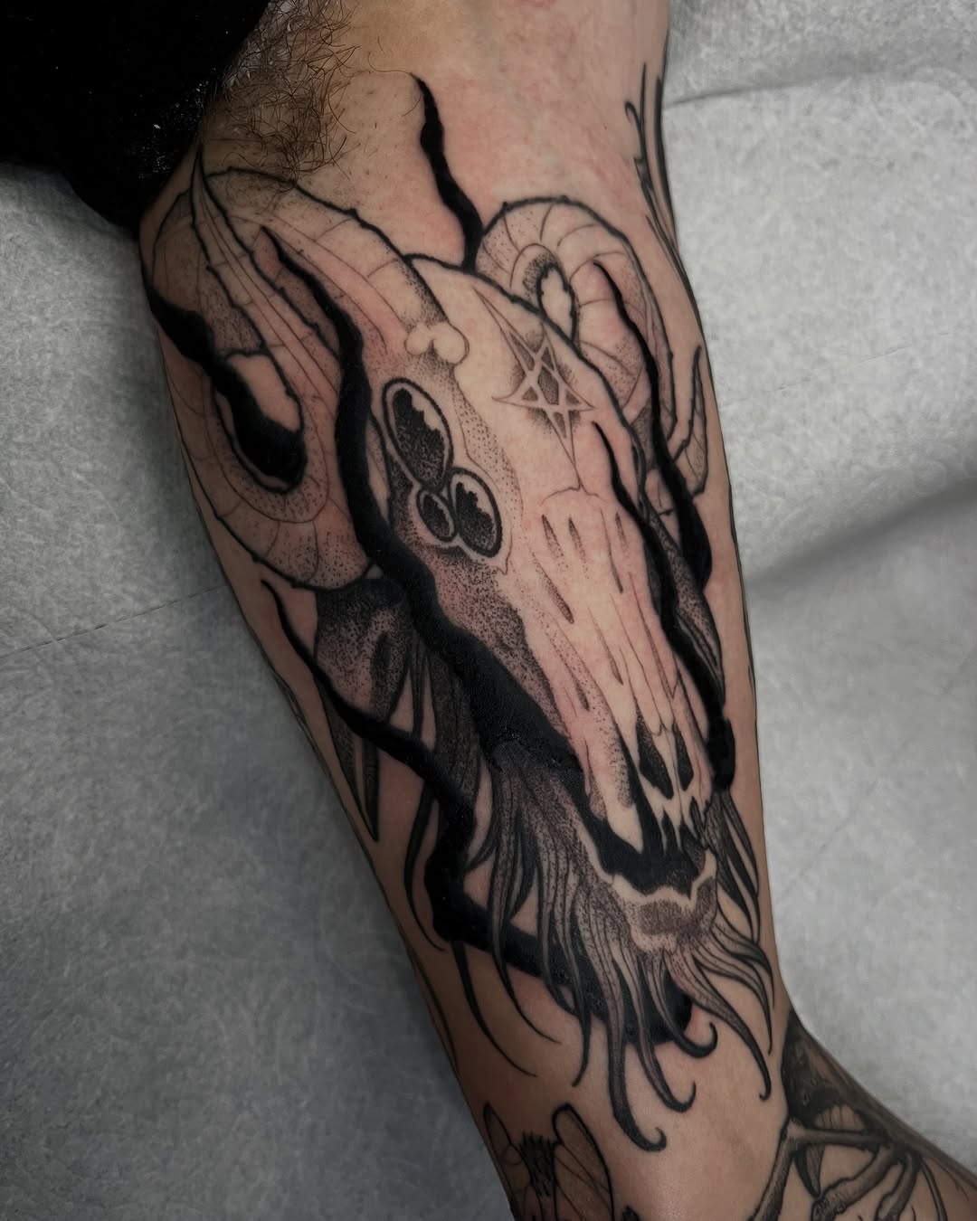 Tattoo by @lordovflies — black_and_grey, dotwork