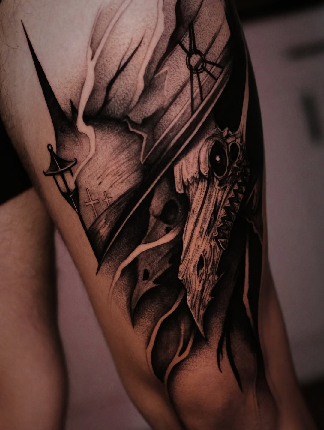 Tattoo by @tattooxklo โ black_and_grey, dark_realism
