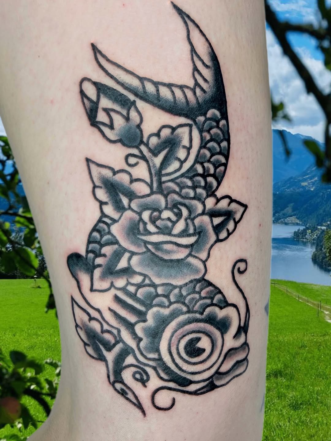 Tattoo by @jazminjonestattoo — american_traditional, black_and_grey