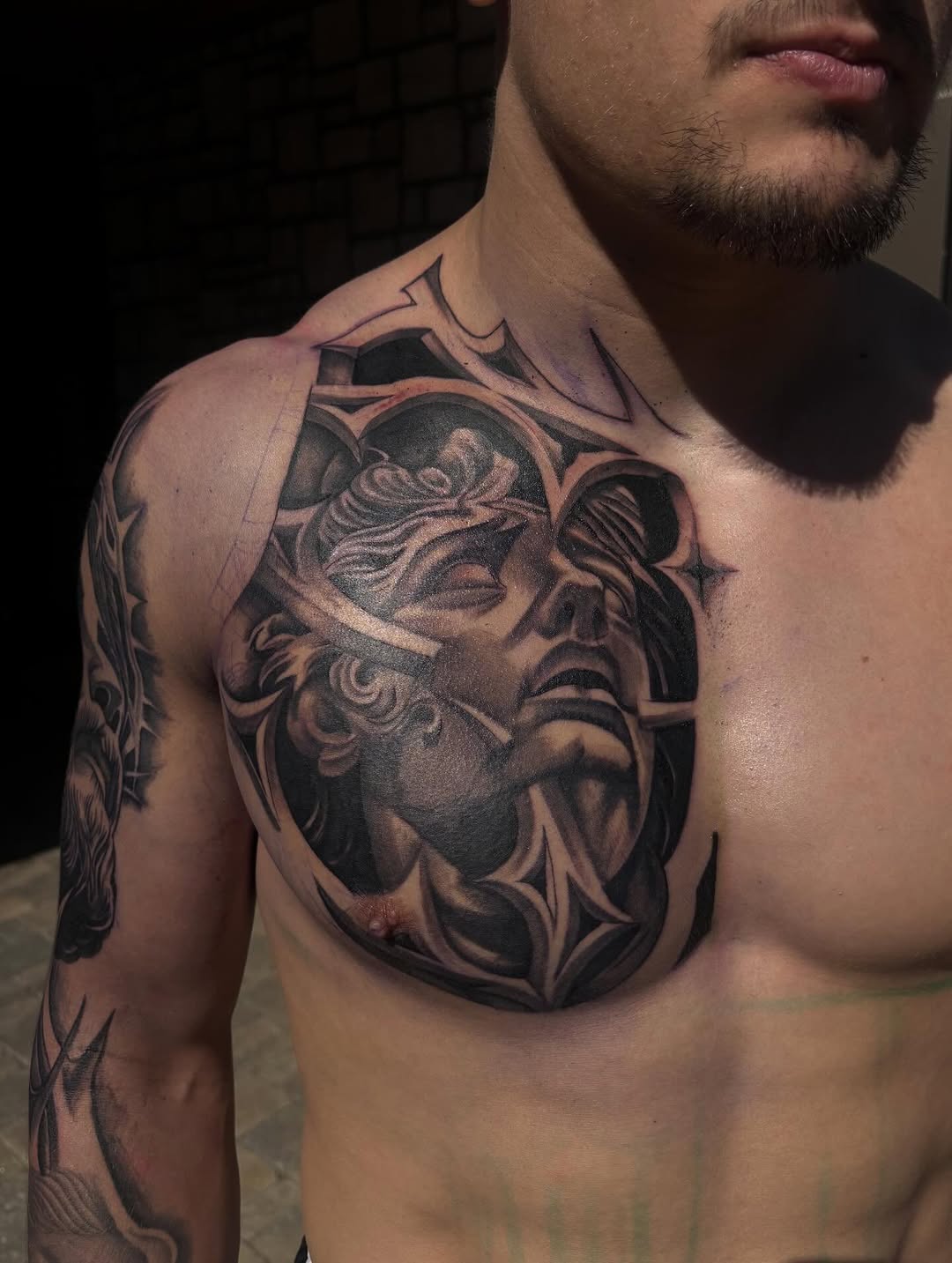 Tattoo by @n0face.j — black_and_grey, realism