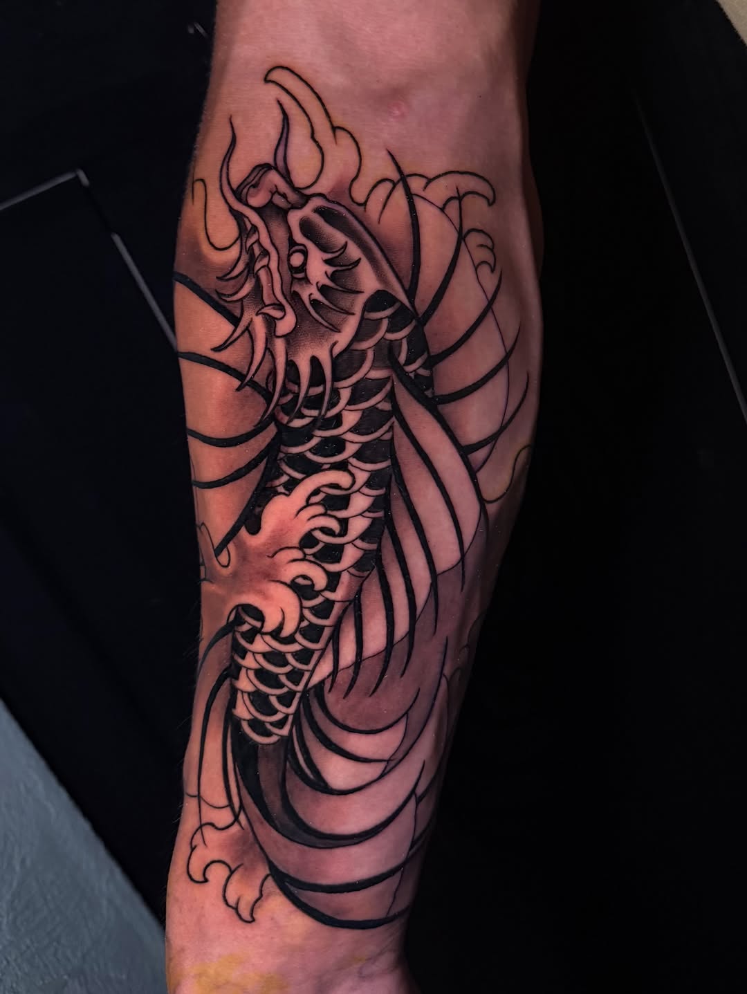 Tattoo by @hawkstattoo_ โ japanese_irezumi, black_and_grey