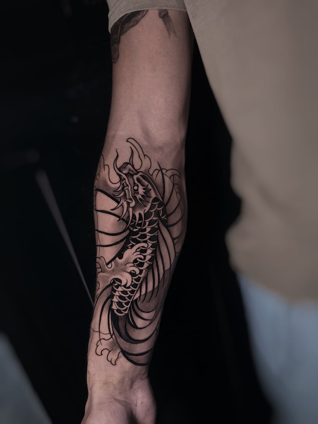 Tattoo by @hawkstattoo_ โ japanese_irezumi, black_and_grey