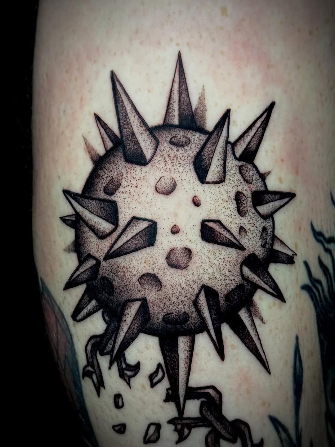 Tattoo by @luckyseventattoos — black_and_grey, dotwork
