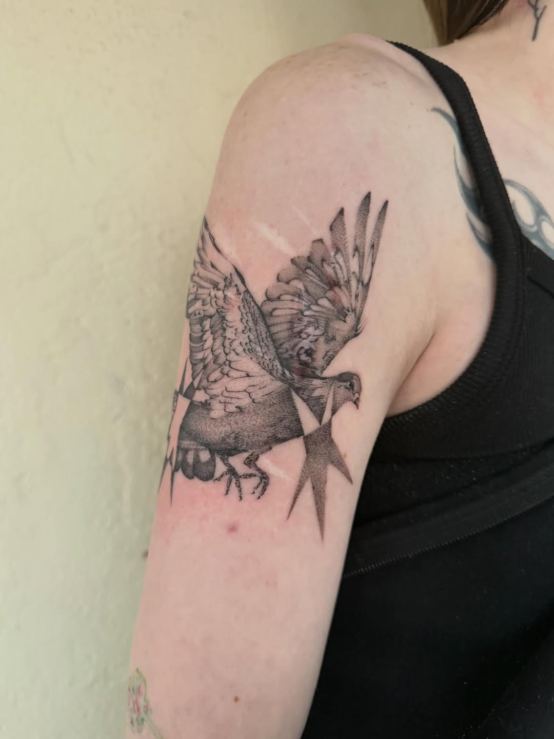 Tattoo by @polarizedbaby — black_and_grey, dotwork
