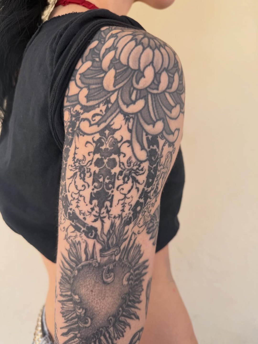 Tattoo by @polarizedbaby — japanese_irezumi, black_and_grey