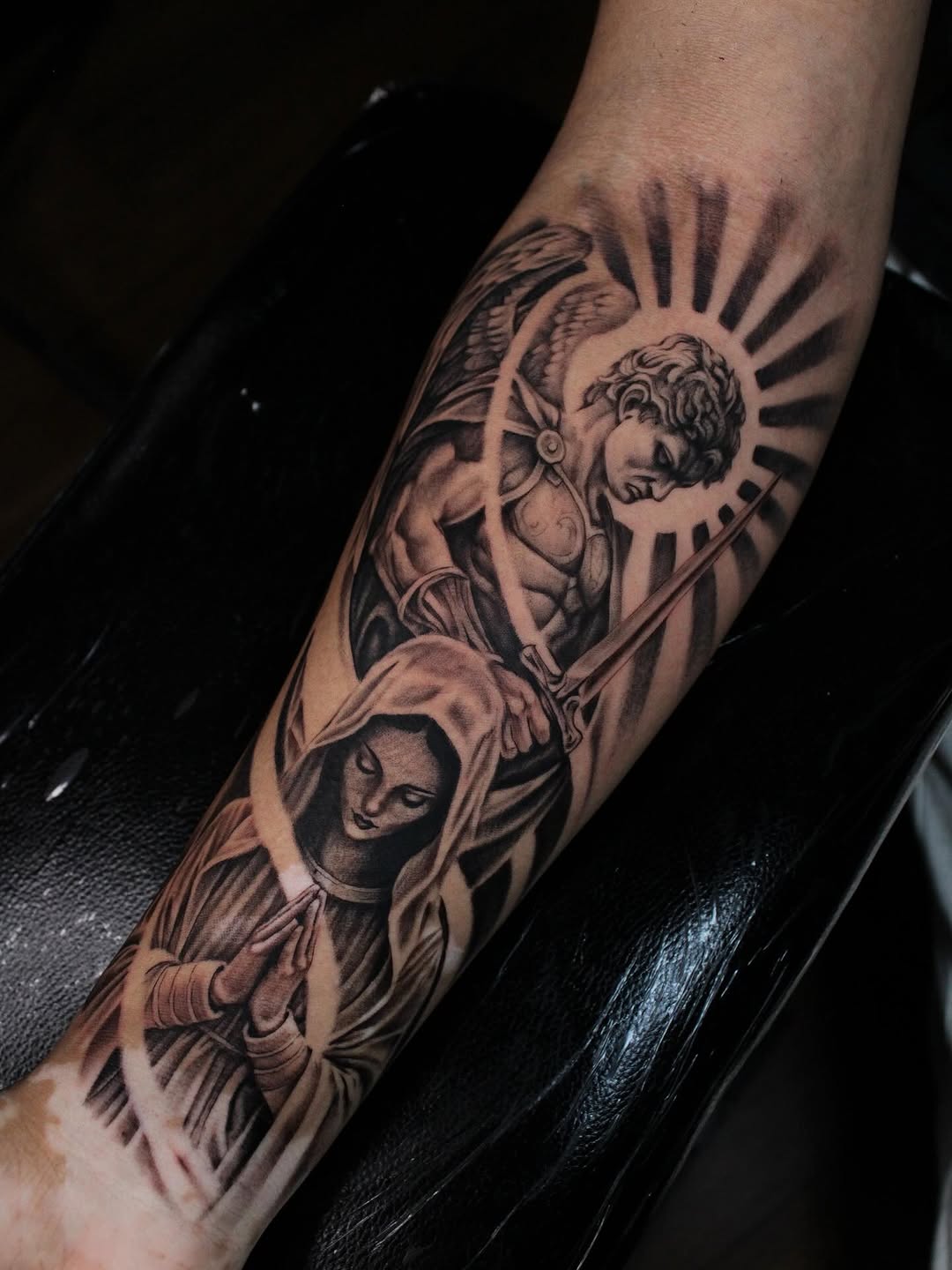 Tattoo by @withered_rose_tattoo โ realism, black_and_grey