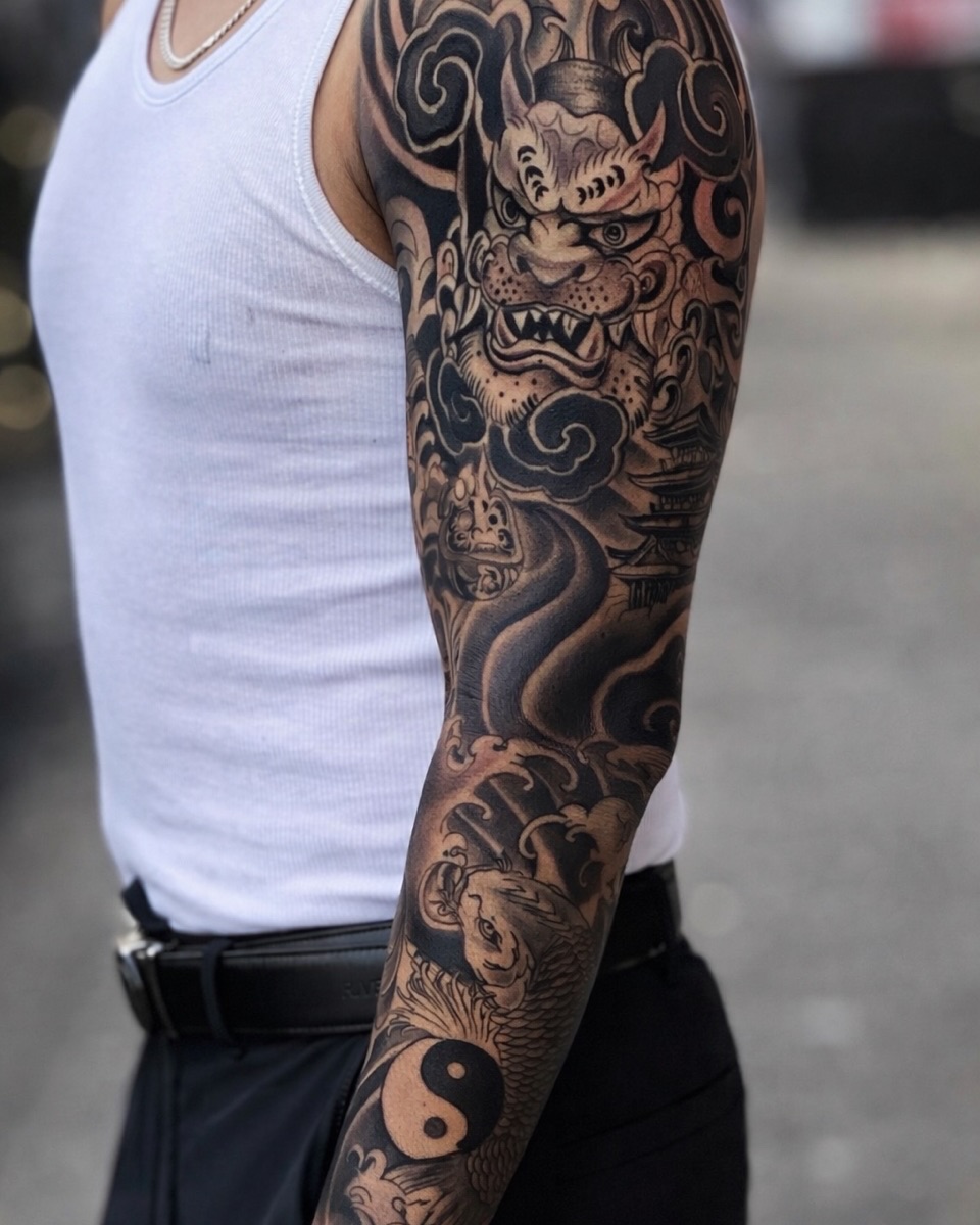 Tattoo by @elcalvo_tatto9 — japanese_irezumi, black_and_grey