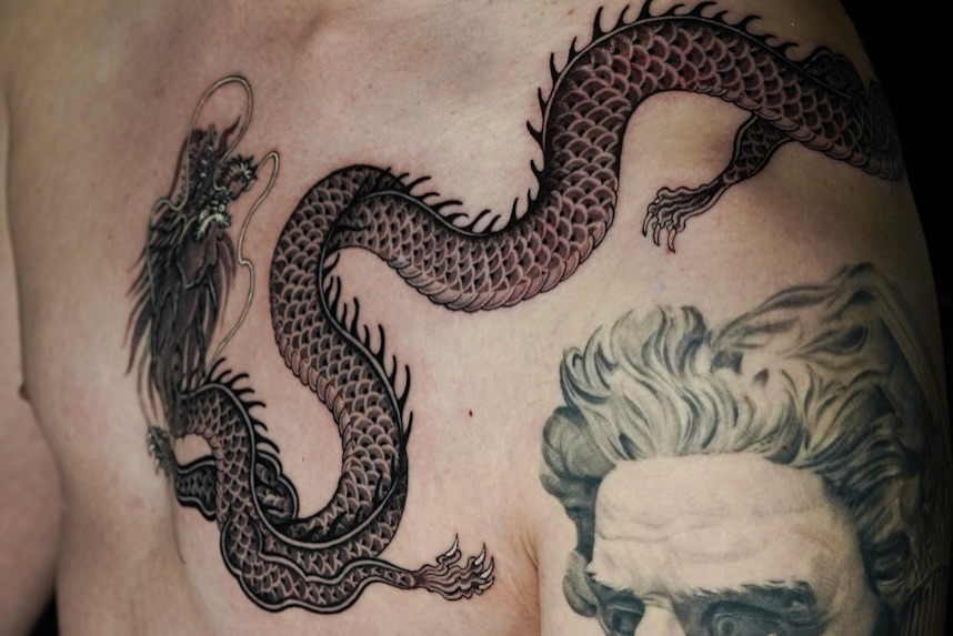 Tattoo by @swanissober — japanese_irezumi, black_and_grey