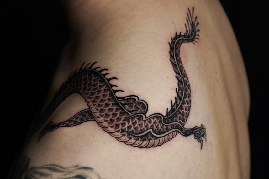 Tattoo by @swanissober — japanese_irezumi, black_and_grey
