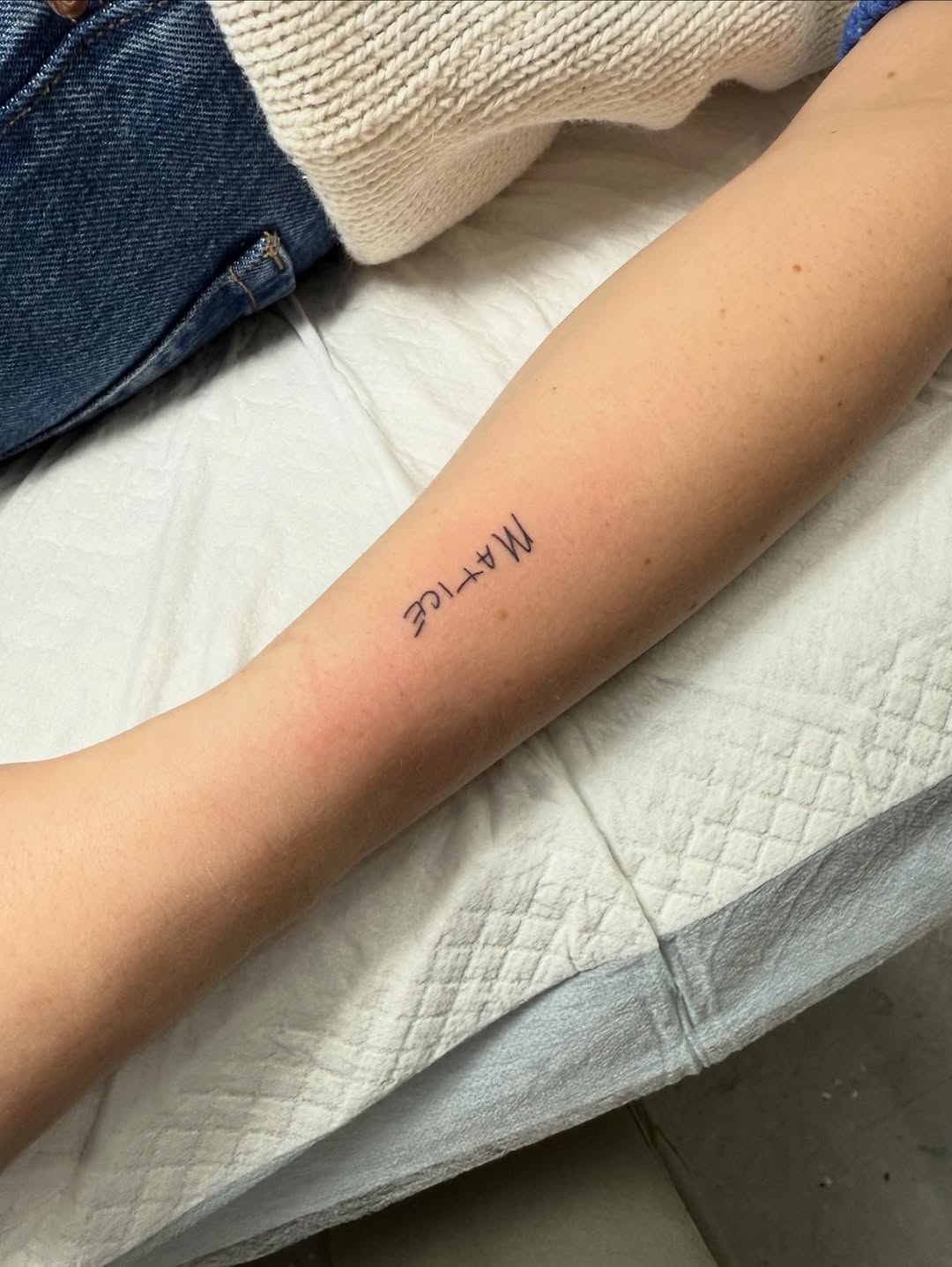 Tattoo by @jojoinkk โ lettering_script, fine_line