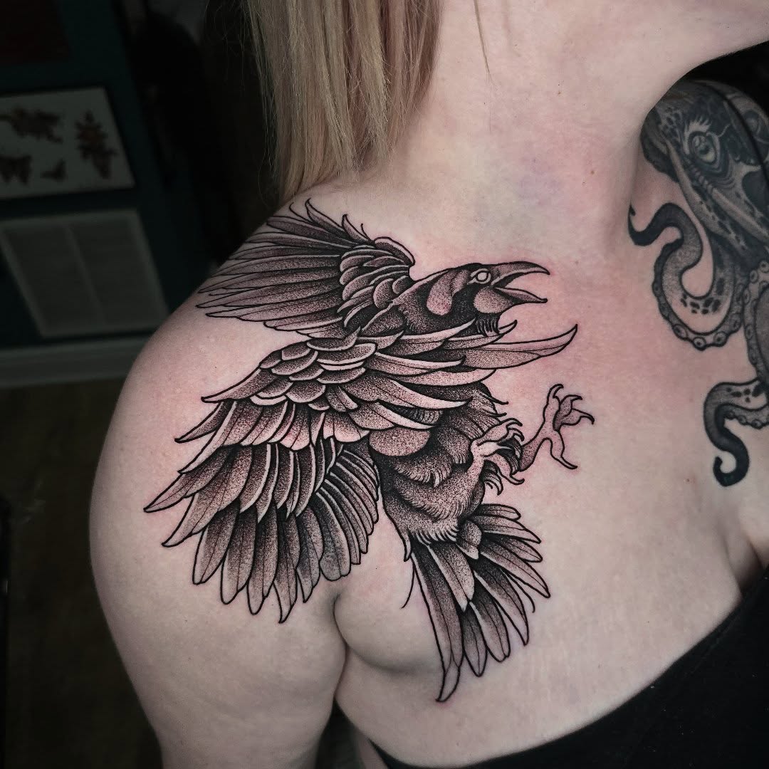 Tattoo by @justin_tattoos — blackwork, dotwork