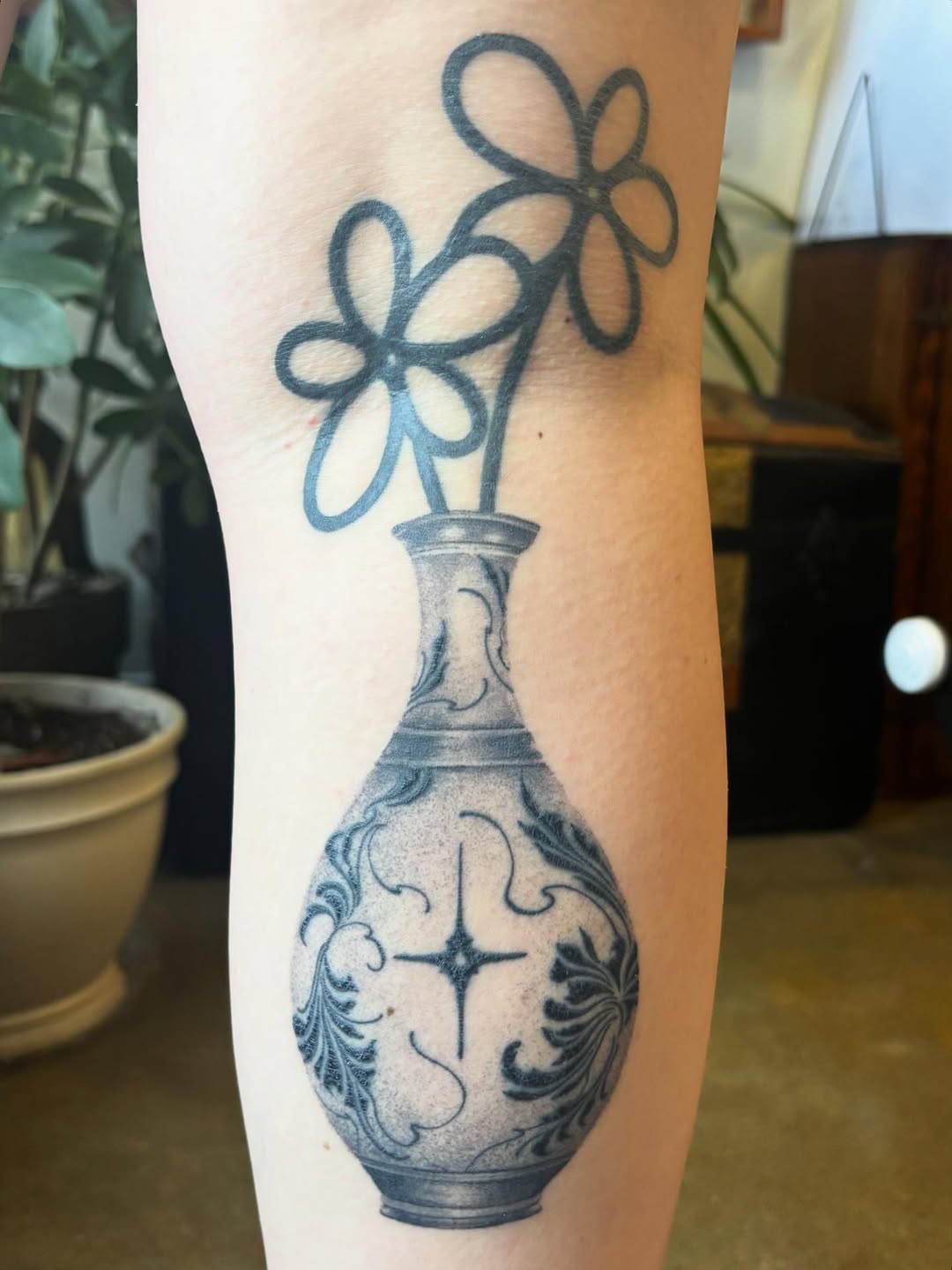 Tattoo by @kathleentattoos — illustrative, black_and_grey