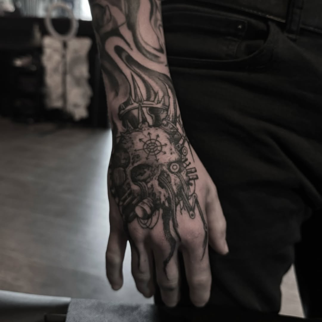 Tattoo by @sadsamtattoo — black_and_grey, dark_realism